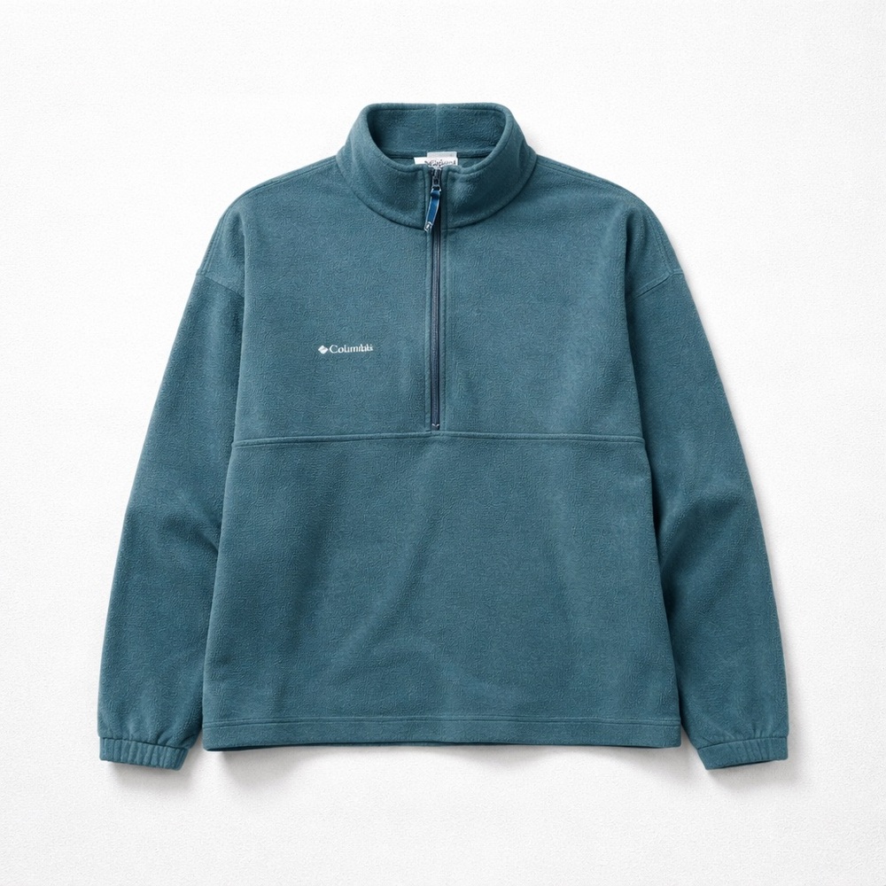 Columbia Mens Fleece Shirt  Long Sleeve Pullover 1/4 Zip Green Size XXL